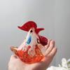 Handmade Colored Glaze Rooster Figurine Farmhouse Chicken Statue Lifelike Animal Sculpture Home Office Shelf Desktop Decoration