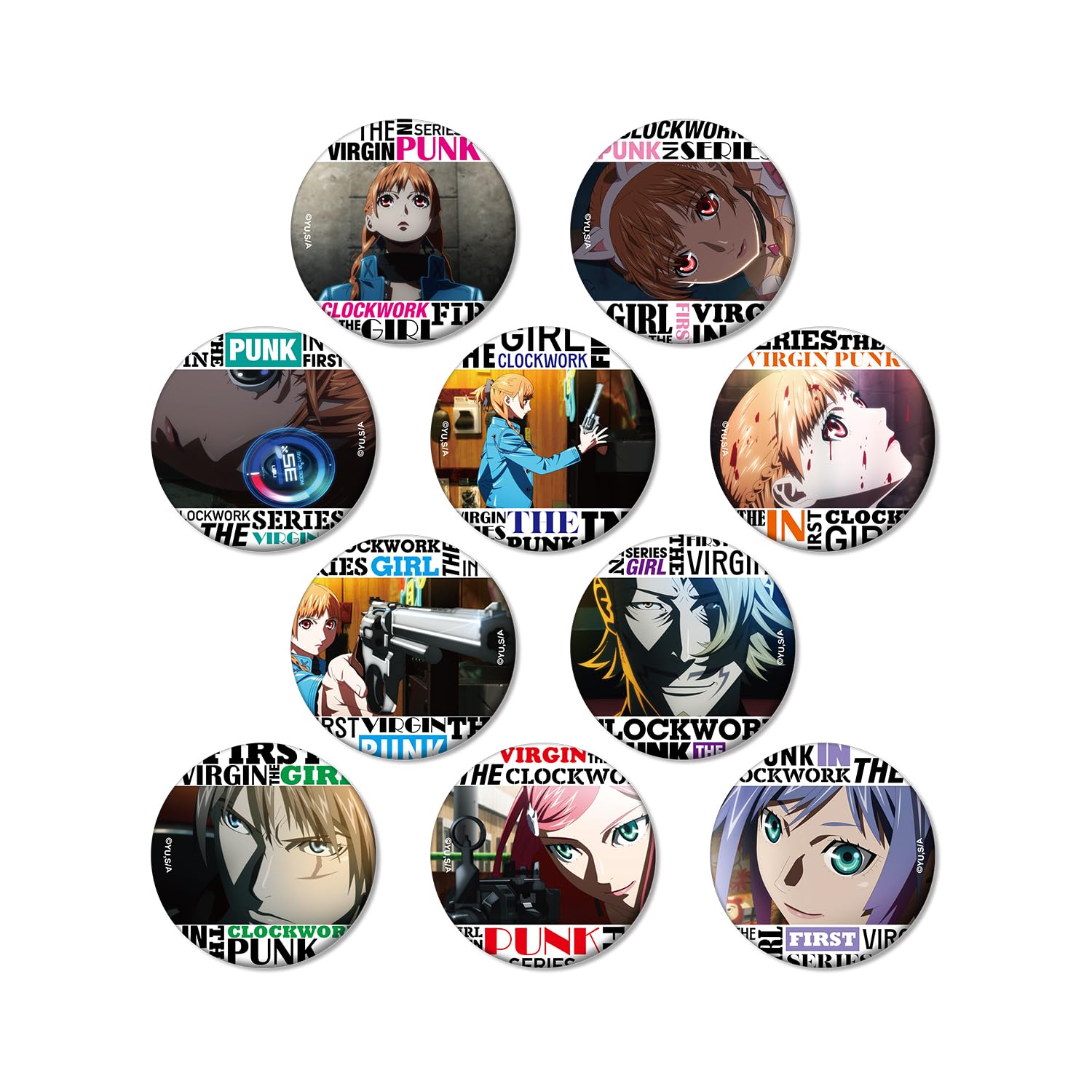 

Anime Trading Matte Can Badges Box of 10 Virgin Punk