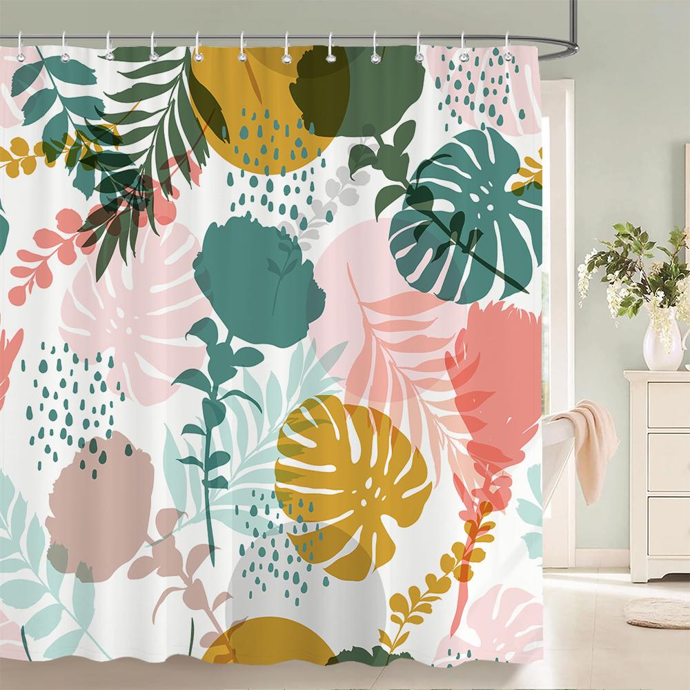 Flowers Bathroom Curtain With Hooks 3d Shower Curtains  Waterproof Print 180x240cm Polyester Cloth Bath Home Decoration Screen