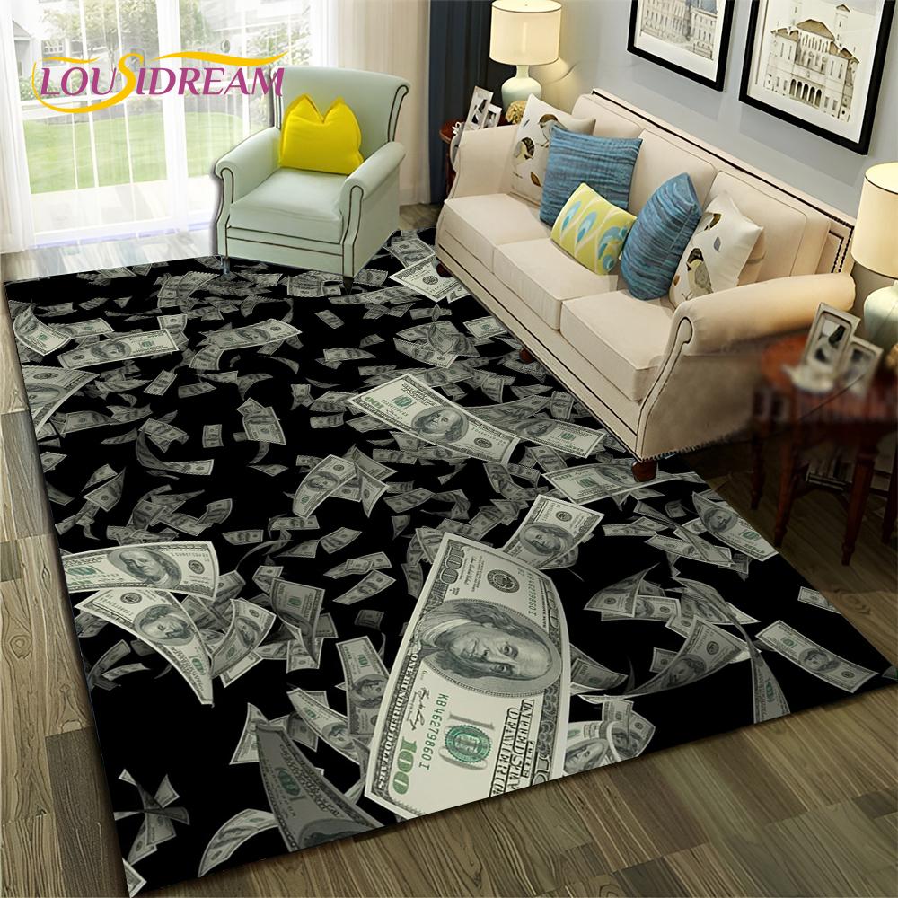 3D Dollar Euro Money  Rich Pattern Carpet Rug for Home Living Room Bedroom Sofa Doormat Decor,Child Area Rug Non-slip Floor Mat