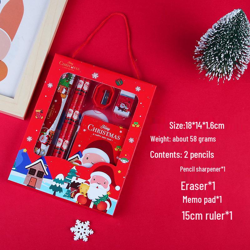 Creative Cartoon Christmas Stationery Set - 6-Piece Handbag Gift Box for Students