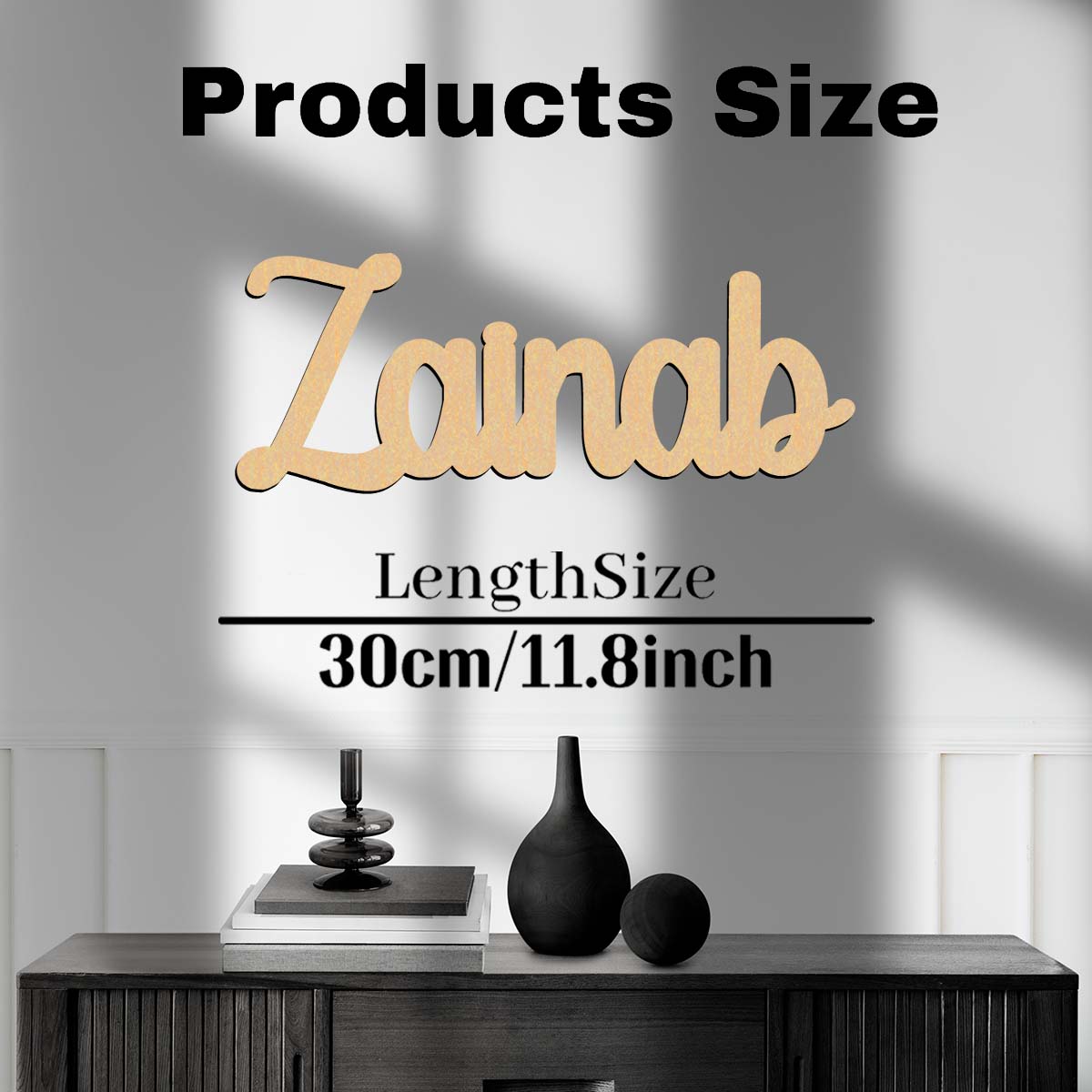 

1pc Funny zainab example Customized Letter Laser-Cut Sign Wooden Sign Wooden Plaque Unfinished Wood for Painting or Glittering S30cmLength