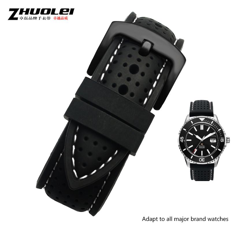 Neues atmungsaktives Silikon-Sportarmband für hua-wei Sam-sung Armband 20mm 22mm Gummiband für Mido- T-issot O-mega Zubehör