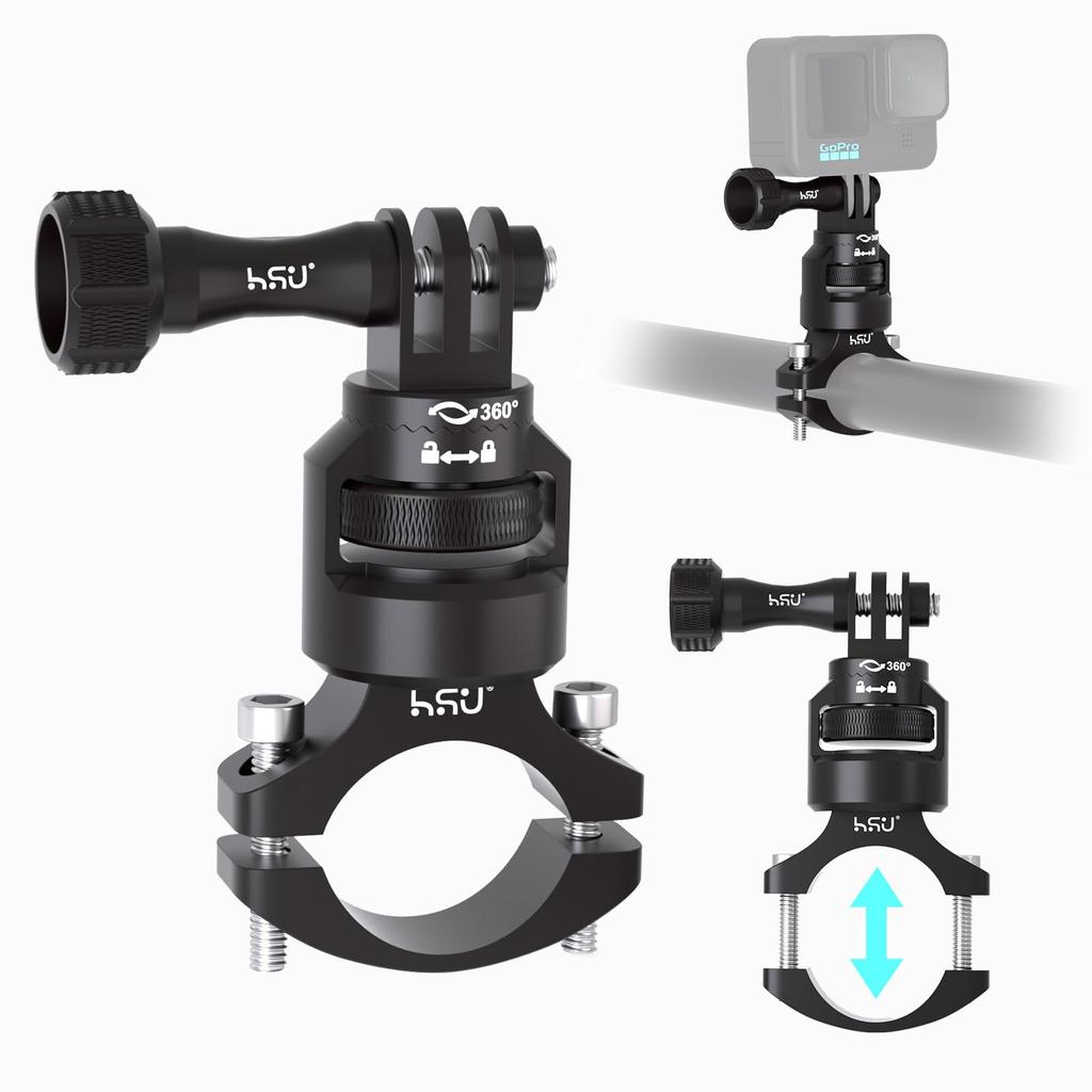 HSU Aluminum Camera Mount for and Handlebar Camera Camera GoPro Adjustable Compatible with GoPro Hero Action Camera Accessories Bikes, Bicycles,