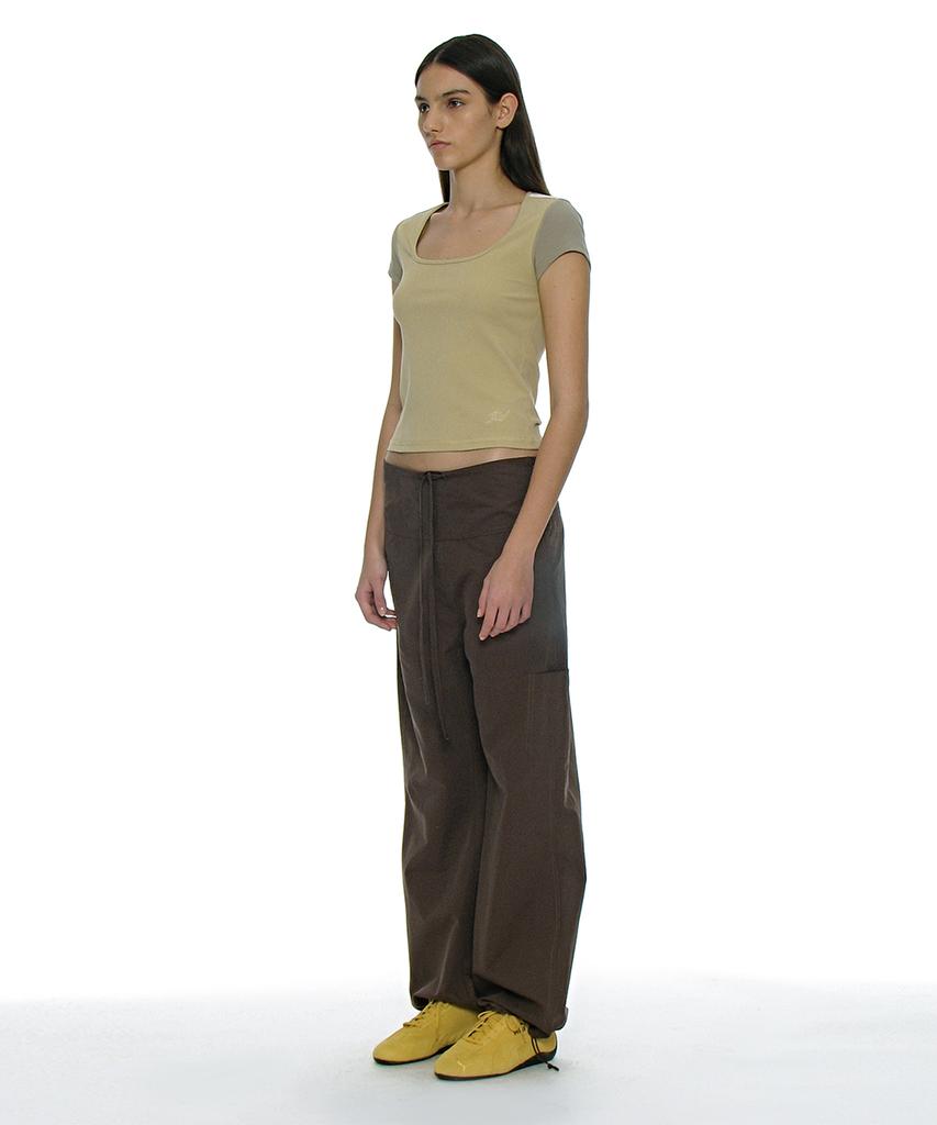 PARTIMENTO WOMEN Cut-Out Scoop Neck Short Sleeve Tee_Lemon