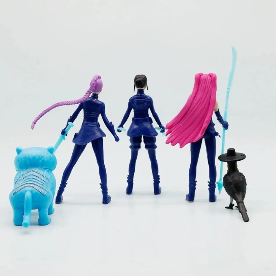 5pcs/set Anime Kpop Demon Hunters Figure K-pop Demon Hunters Rumi Mira Zoey Tiger Statuette Toy Table Decoration  Ornament Gifts