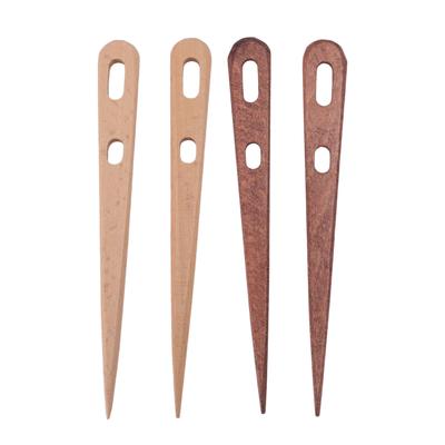 4 STK Weben Häkelnadel Doppellochdesign Buchenholz Großes Öhr Stricknadel zum Nähen