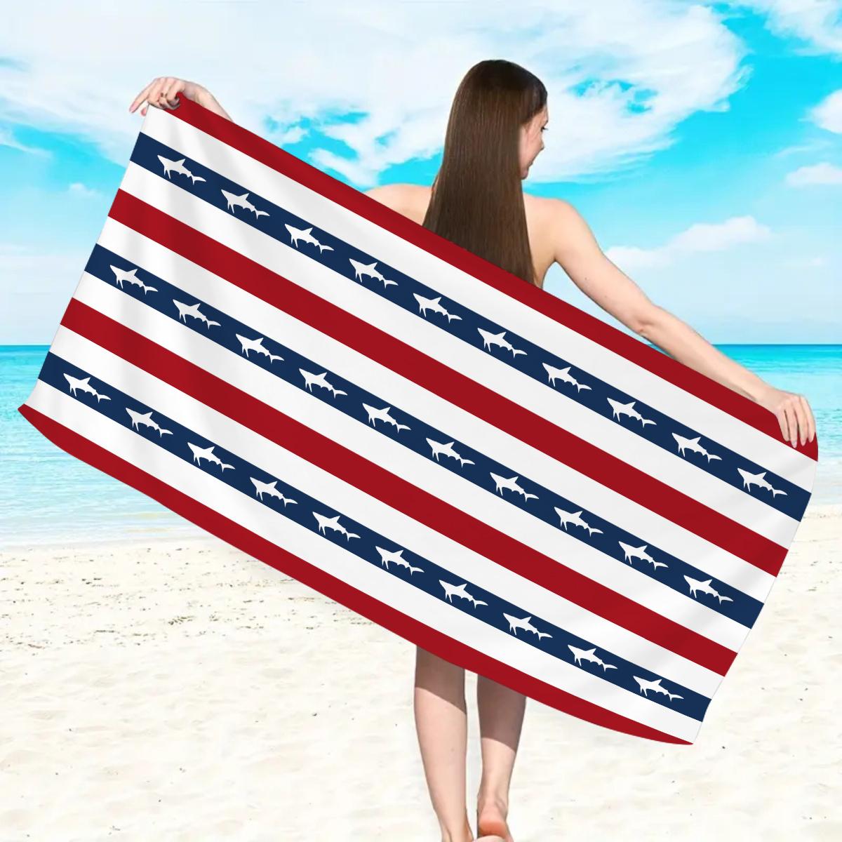 1pc ultra-fine fiber striped large beach towel, suitable for camping, beach, swimming essential multifunctional beach towel W30*H60(CM)