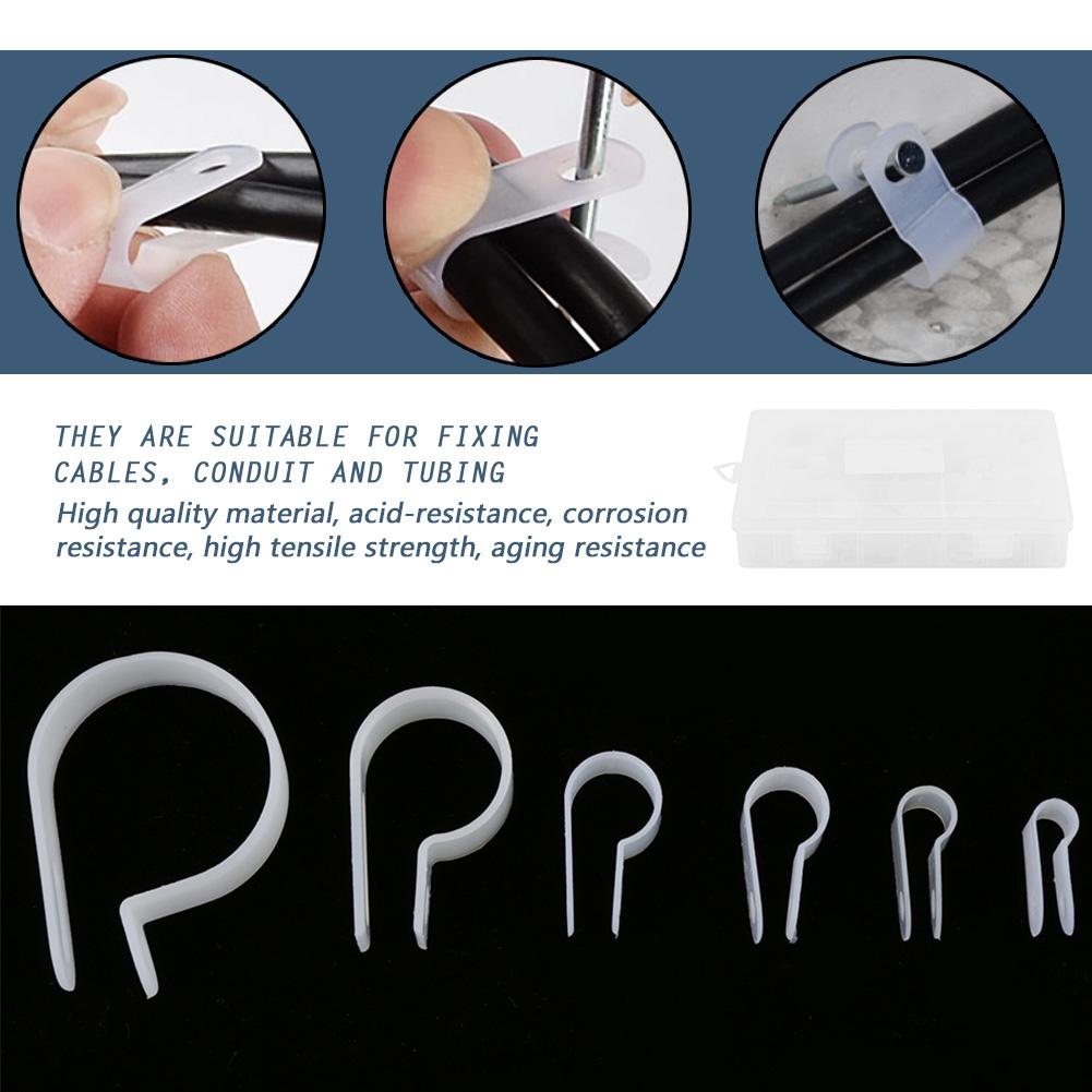 200pcs Nylon Plastic P Fasteners Clips Clamps Assorted Box for Cable Conduit Kit