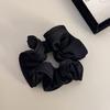 A Simple and Elegant French Retro High-end Black Ear-trimmed Flower Bud Satin Large Intestine Hair Tie