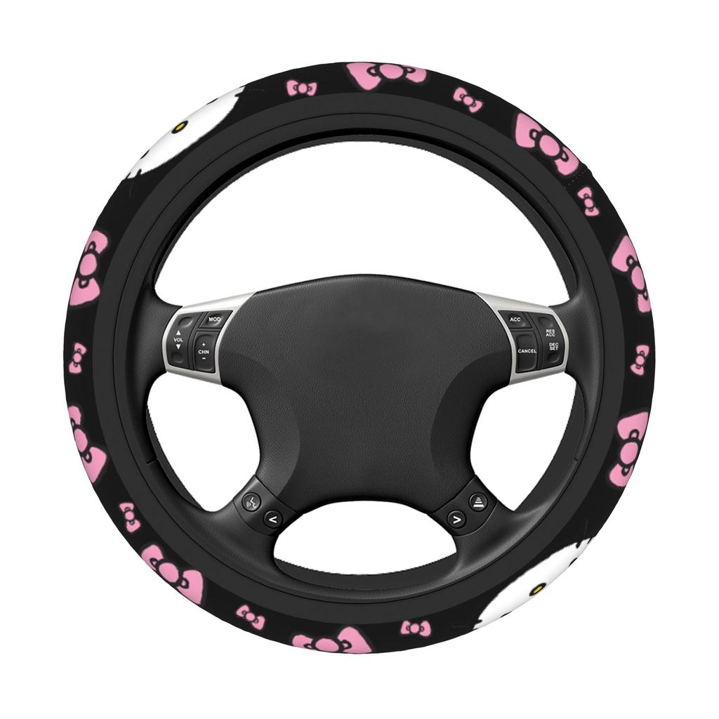 Kittys Cartoon Car Steering Wheel Cover 38cm Steering Wheel Protective Cover Auto Decoration Interior Accessories