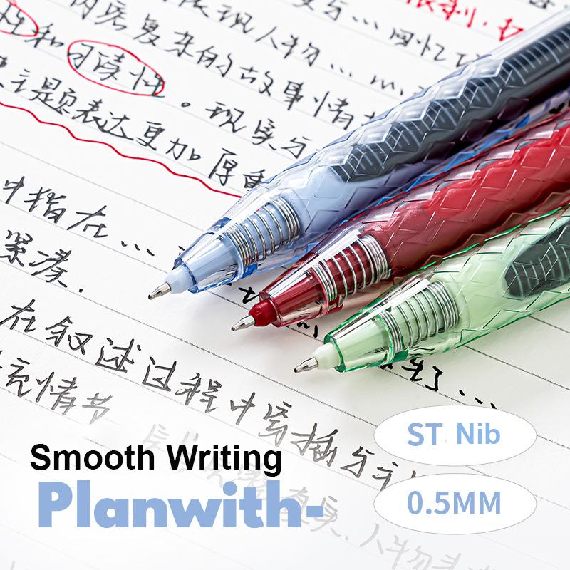 Planwith Extra Gel Pens 1800M Large Writing Capacity Ink Visualization Rhombic Grip Signture Pen Cost-effective Exam Stationery