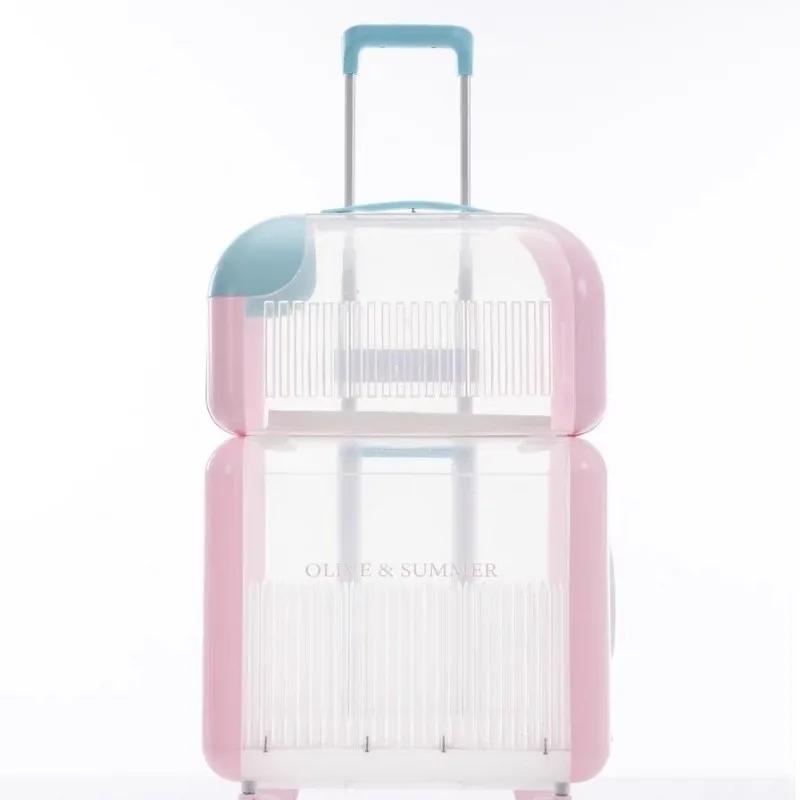 

Коляски для кошек на открытом воздухе 2 кошки 4 колеса коляски для больших кошек симпатичные прозрачные коляски для домашних животных дешевые портативные двойные коробки товары для домашних животных 43X30X25 36CM розовый