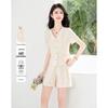 Elegantes Damen-Set aus V-Ausschnitt-Top und Shorts