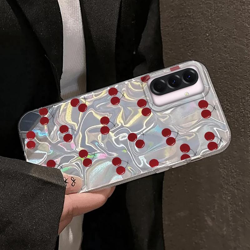 Pink Cherry Bow Girls Women Case For Samsung Galaxy A56 A16 A26 A36 A06 A55 A35 A25 A15 A54 S24 S25 Plus Ultra S22 S23 FE Cover