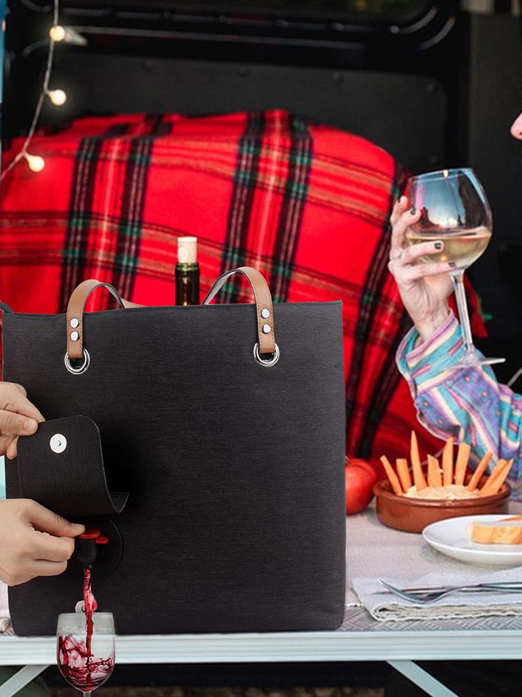 Beach Wine Tote Bag Portable Insulated Ice Pack Wine Dispensing Tote with 3 Drink Dispenser Leakproof Wine Bag Dispenser