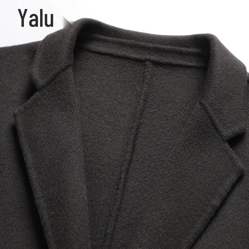 Yalu Men's Mid-Length Double-Faced Wool Blend Overcoat