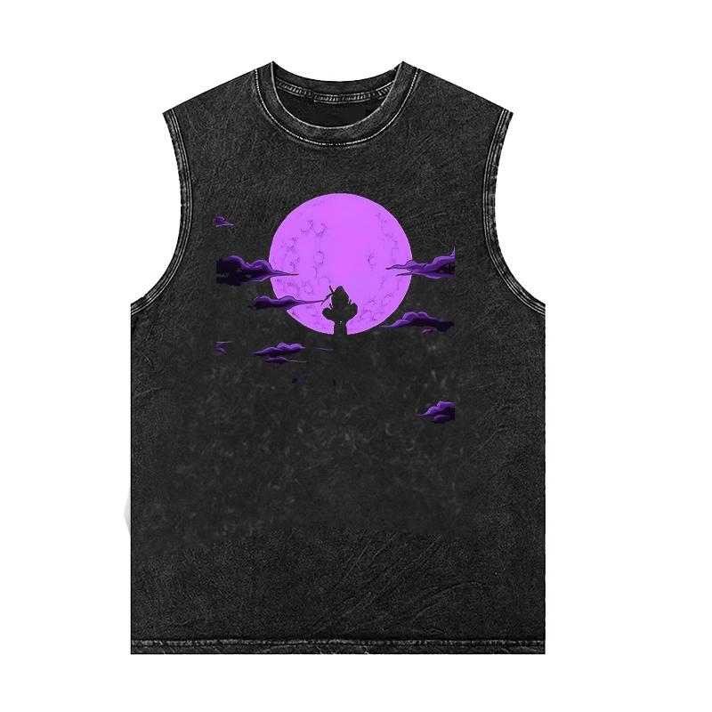 Anime Men's Tank Tops Summer Women's Gym T Shirt Oversized Vintage Washed Vest Harajuku Man Sleeveless Clothes