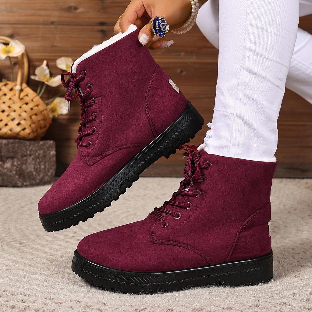 36-44 Size Winter Women's Snow Boots New Style High Top Lace-up Cotton Shoes 2025 Thick Warm Ankle Boots Designer Women's Boots