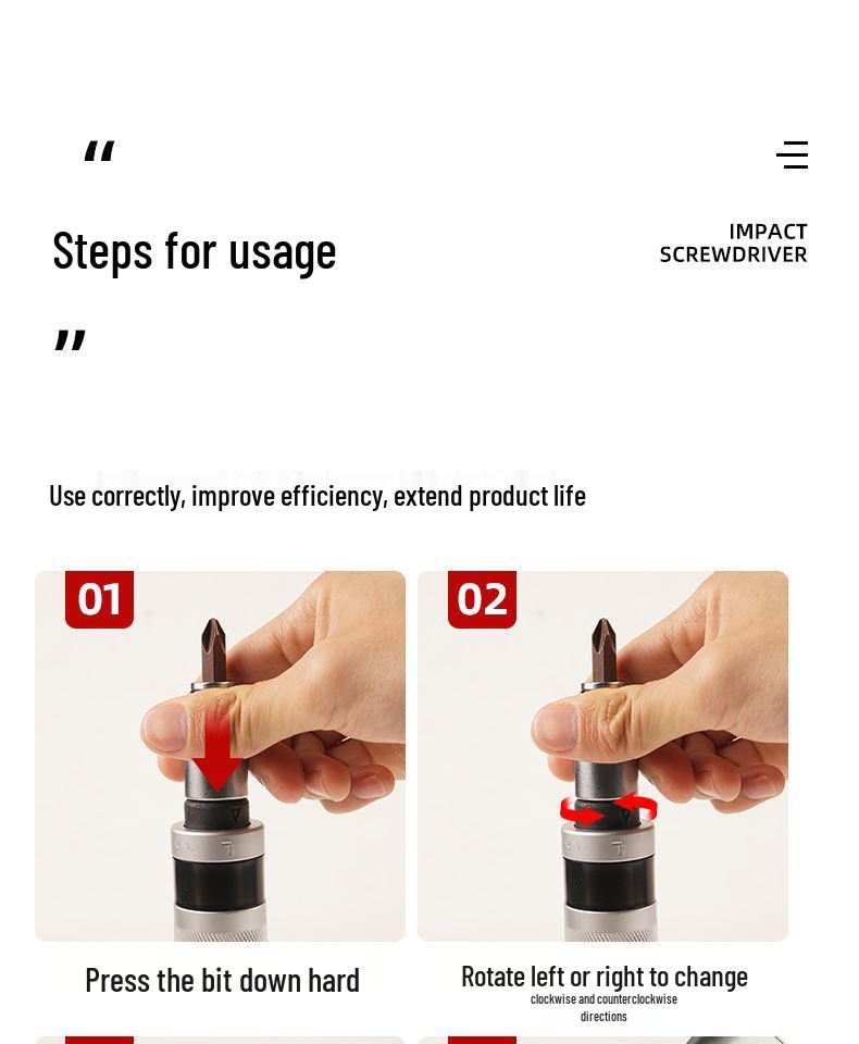 Impact Screwdriver Bit & Screw Extractor Kit: Rusty/Broken Head Remover, Cross Tapping, Hammer-Ready