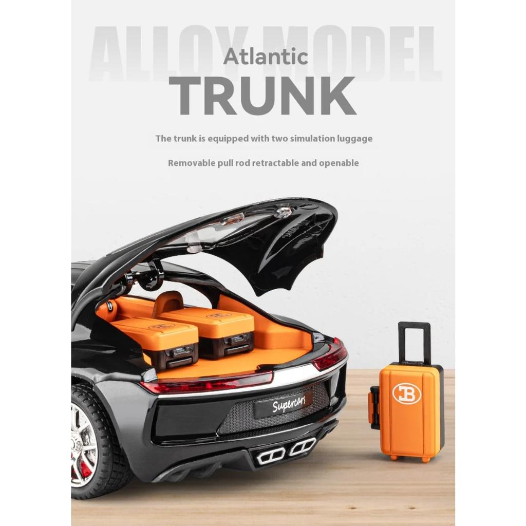 1/24 Bugatti Atlantic Luxus-Sportwagen Legierungsmodell, Simulierter Ton und Licht, Bemalte Innenausstattung, Restaurierte Details, Schreibtisch-Dekorationen