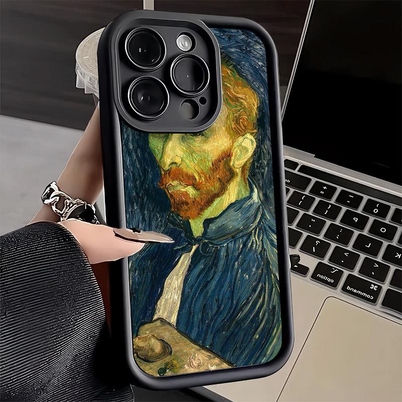 Phone Case for iPhone 17 Air 16E 15 16 Pro Max Van Gogh Oil Painting Aesthetics Cover 14 Plus 13 12 Mini Soft Shell Silicone Fun