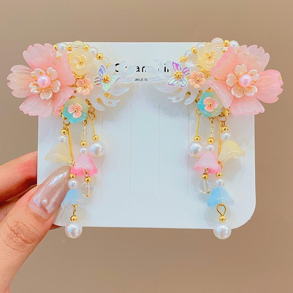 

Fashion Pink Hair Clip Flower Tassel Chinese Style Hairpins Styling Accessory Hair Accessories Hanfu Accessories