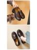 Weiwei Girl Vintage Slip-On Loafers: Chunky Heel, Thick-Soled, British-Style Women's Leather Shoes.
