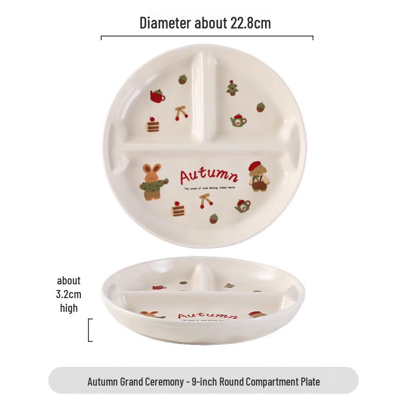 

Zhishi 9-inch Bone China Divided Breakfast Plate