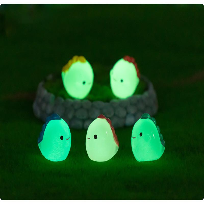 Colorful Luminous Dinosaur Miniatures Cute Resin Plastic Garden Accessories