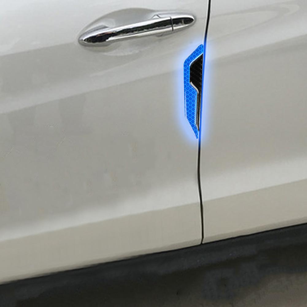 4Pcs Car SUV Body Door Reflective Safety Warning Anti-Collision Carbon Fibre Sticker Protector Car Accessories Car Stickers