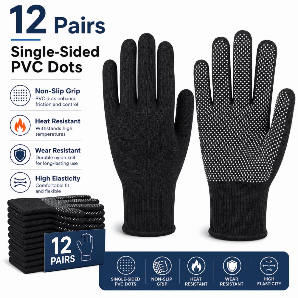 12pairs Anti Slip Protective Gloves Heat Resistant Outdoor Cycling Gloves Safety Work Gloves  Garden
