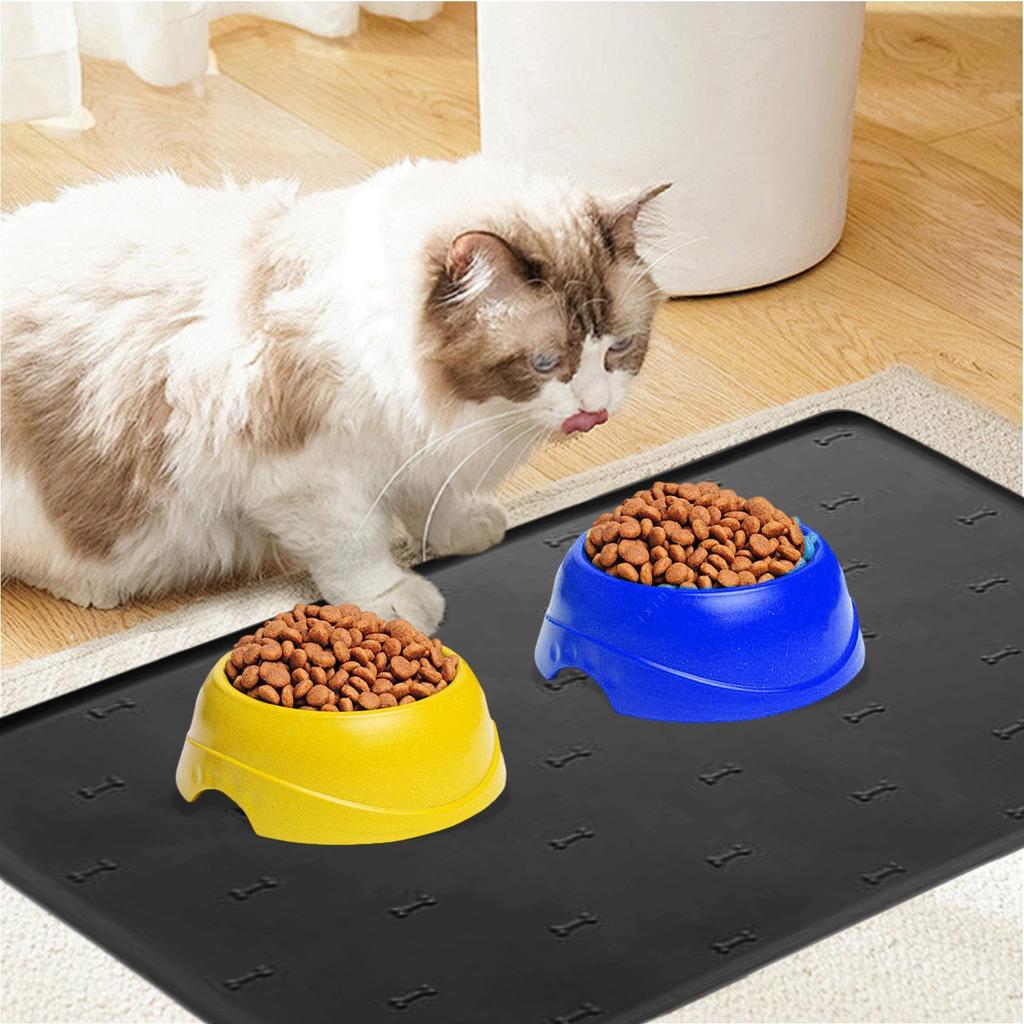 Pet Feeding Mat Kitten Food Pad 23.6 X 15.7 Inch Silicone Non-Slip Foldable Fast Drying Anti-Spill Pet Feeding Pad For Dogs Cats