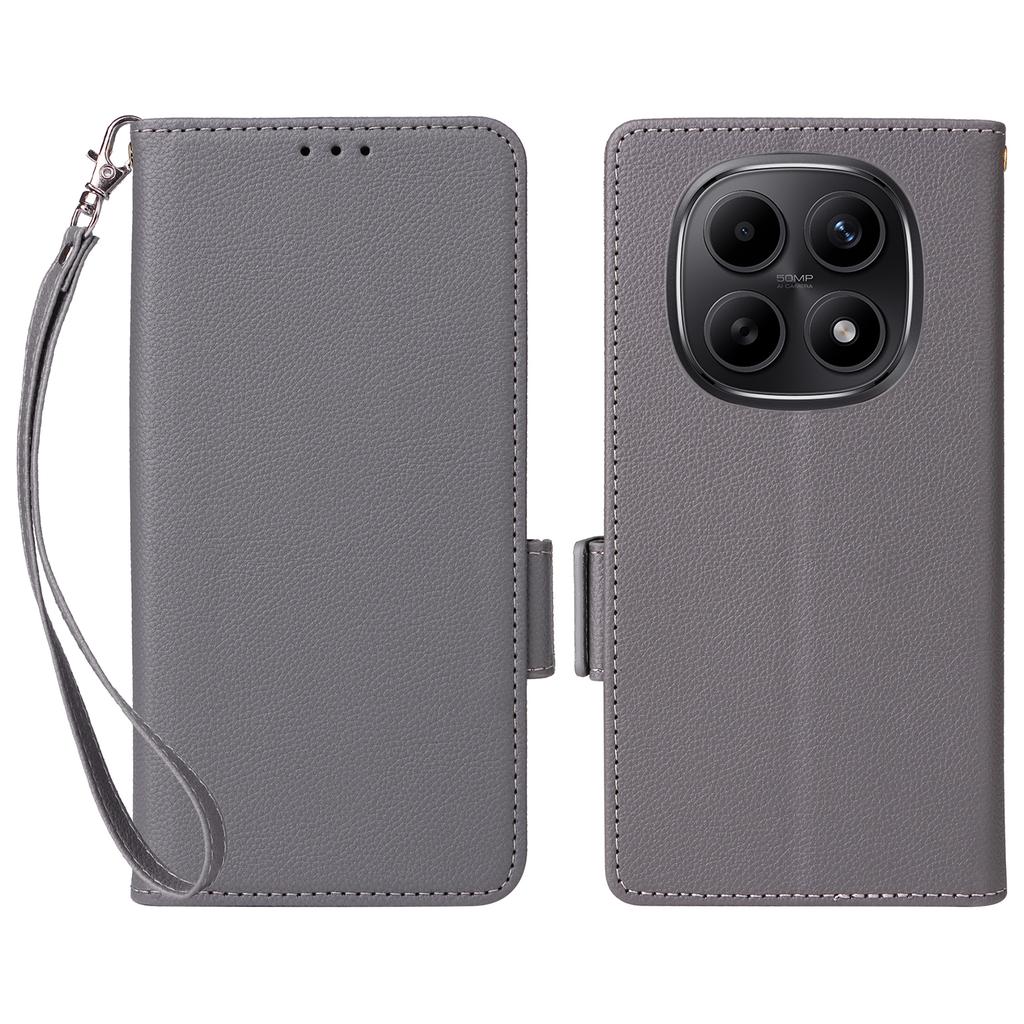 For Xiaomi Poco M8 5G/Redmi Note 15 5G (Global)/Note 15 4G (Global) Case Litchi Texture Wallet Leather Phone Cover with Wrist Strap