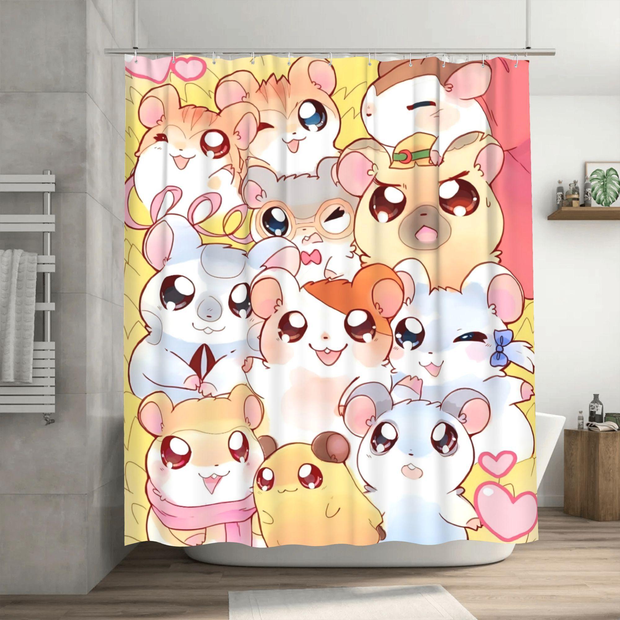 

Cute Hamster Cartoon Shower Curtain - Removable Polyester Bathroom Decor with Vibrant Character Design, Perfect for Fans and Sty 90x180cm