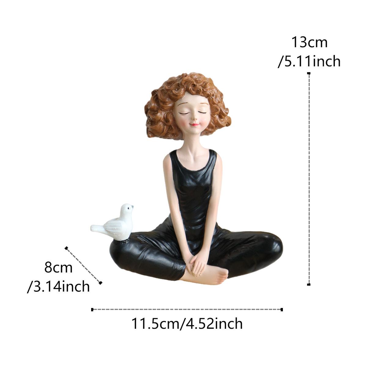 

Adorable Yoga Girl Statue European Resin Figure Sculpture Indoor Home Decoration Accessories Desktop Ornament Birthday Gift чёрный
