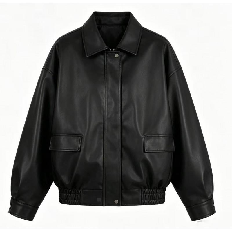 Womens Slim Fit Leather Jacket 2026 Casual Biker Style With Shoulder Epaulettes Black Wine Red Coffee Purple Olive Green