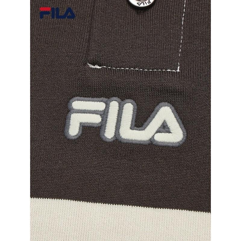 FILA Men's Colorblock Striped Knit Long Sleeve Polo Shirt