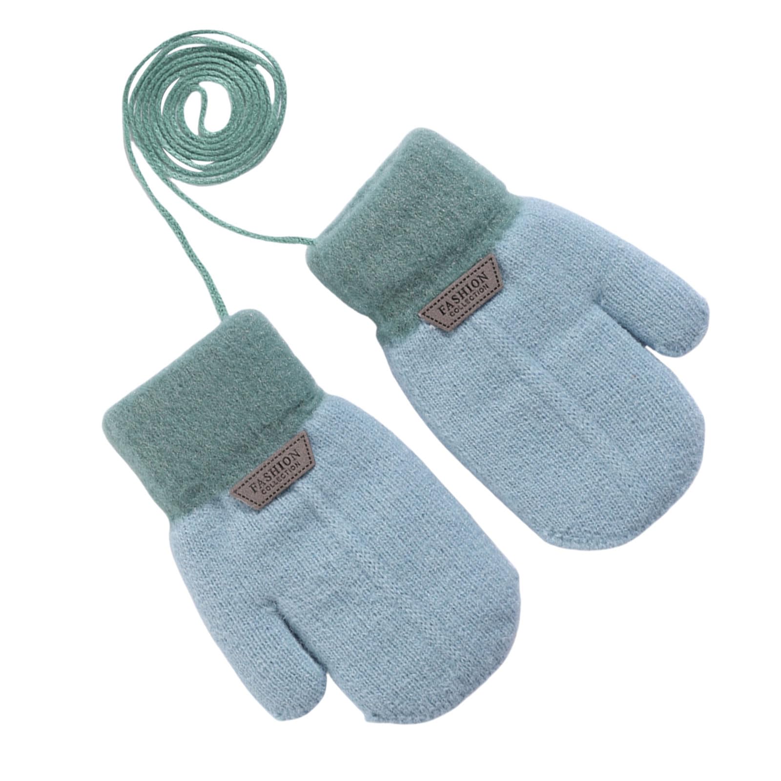 

Umeloeo Knitted Cute and Thick Mittens for with Warm and Perfect for Playing in the and Commuting to Elementary Boys and Ages Size Ages Kids Mittens, синий