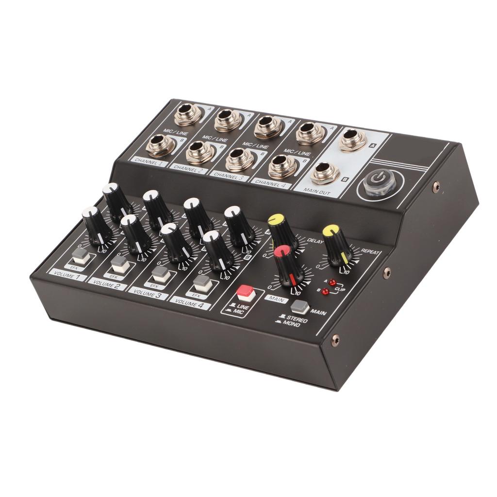 Q48 Portable 8‑Channel Stereo Audio Sound Mixer Karaoke Microphone Amplifier Console