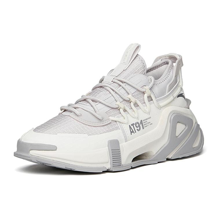 New Anta AT91 Anti-Slip Wear-Resistant Breathable Lightweight Low-Top Chunky Sneakers Women's Gray White 122148850-1
