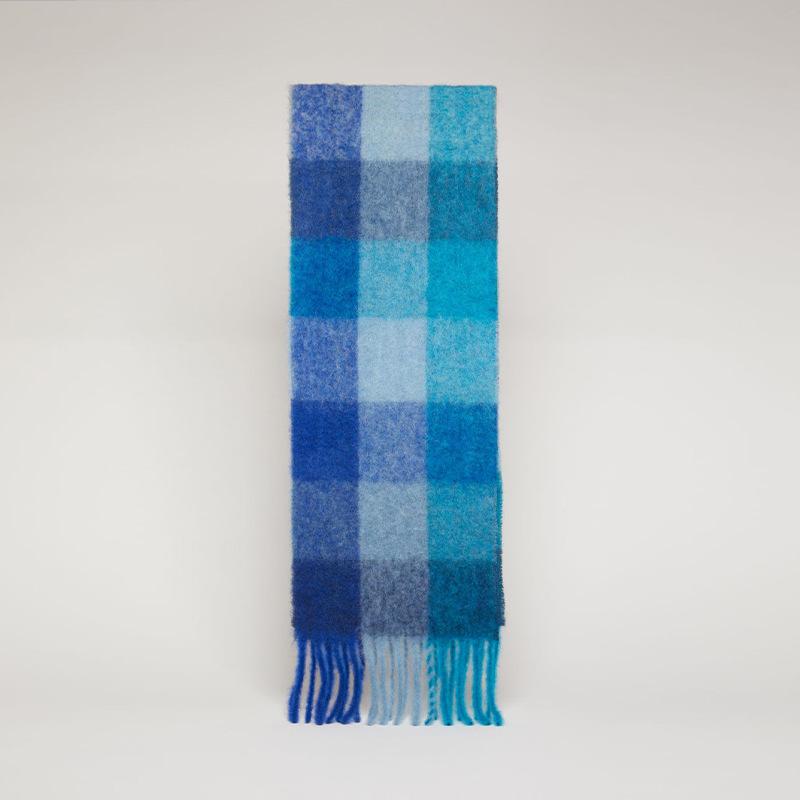 Rainbow Scarf Women's Autumn and Winter Imitation Cashmere Ins Plaid Versatile AC Shawl Dual-purpose Thick Warm Scarf Tide