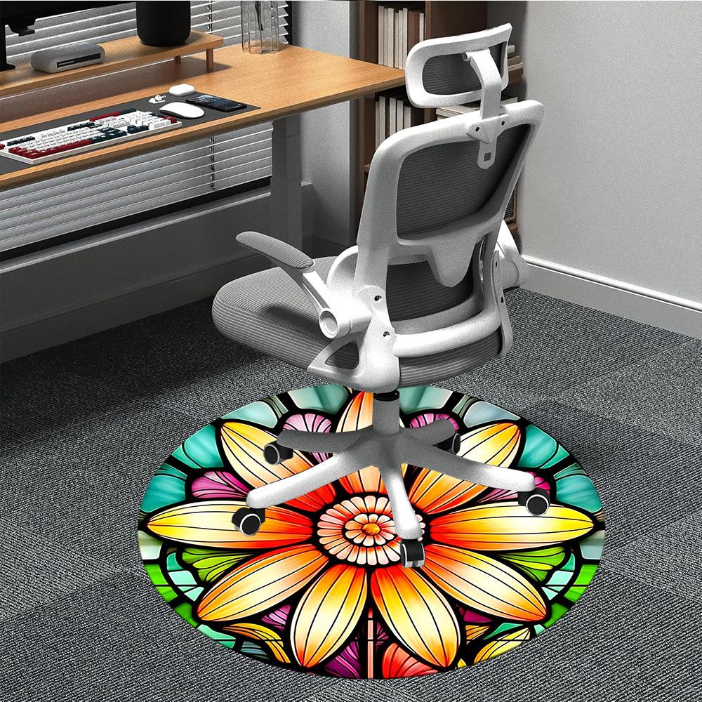 

1pc Stained Glass Flower Chair Carpet for Office - Durable, Ideal for Chair Mats, Stylish & Functional Decorative Rug yy260130032 80cm by 80cm