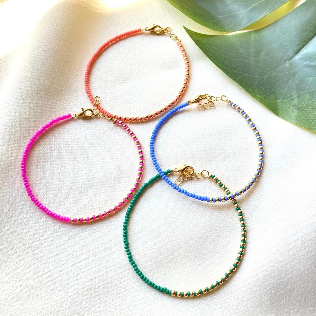 Vlen Multicolor Boho  Miyuki Seed Beads Dainty Bracelets for Women Gold Plated Beads Bracelet Stack Surf Pulseras Summer Jewelry