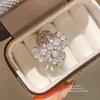 24k Gold Plated Zircon Flower Ring For Ladies With Retro Palace Style Accessory