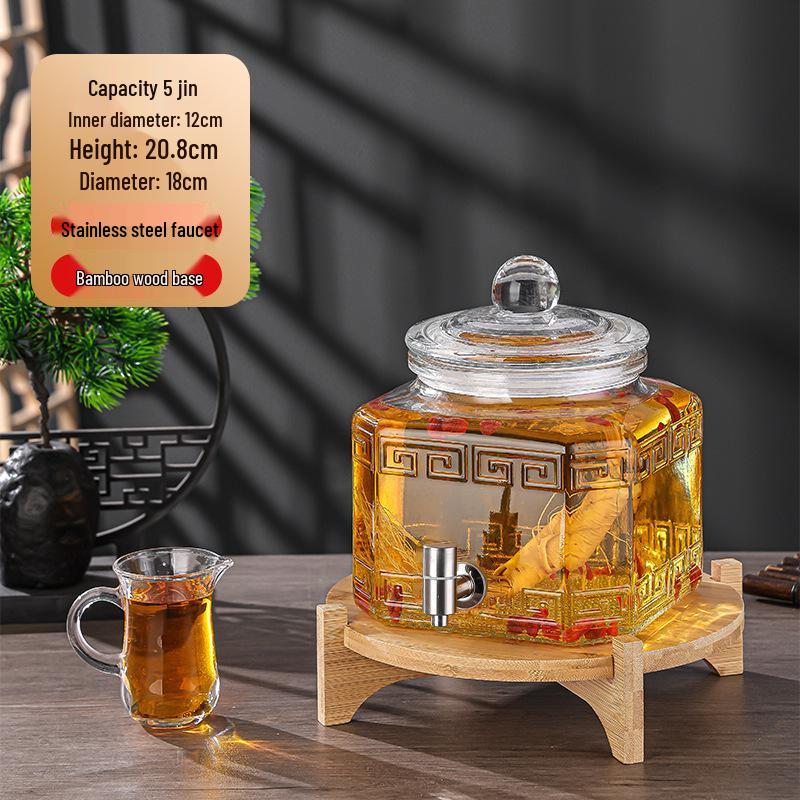 Luxury Sealed Wine & Baijiu Soaking Jar with Faucet for Household Use