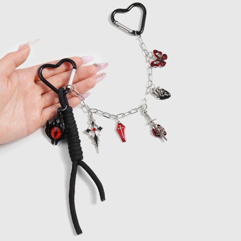 Bag Charm Handbag Chain Decoration for Women Gothic Punk Devil Eye Butterfly Tassels Pendant Accessories for Purse Chain