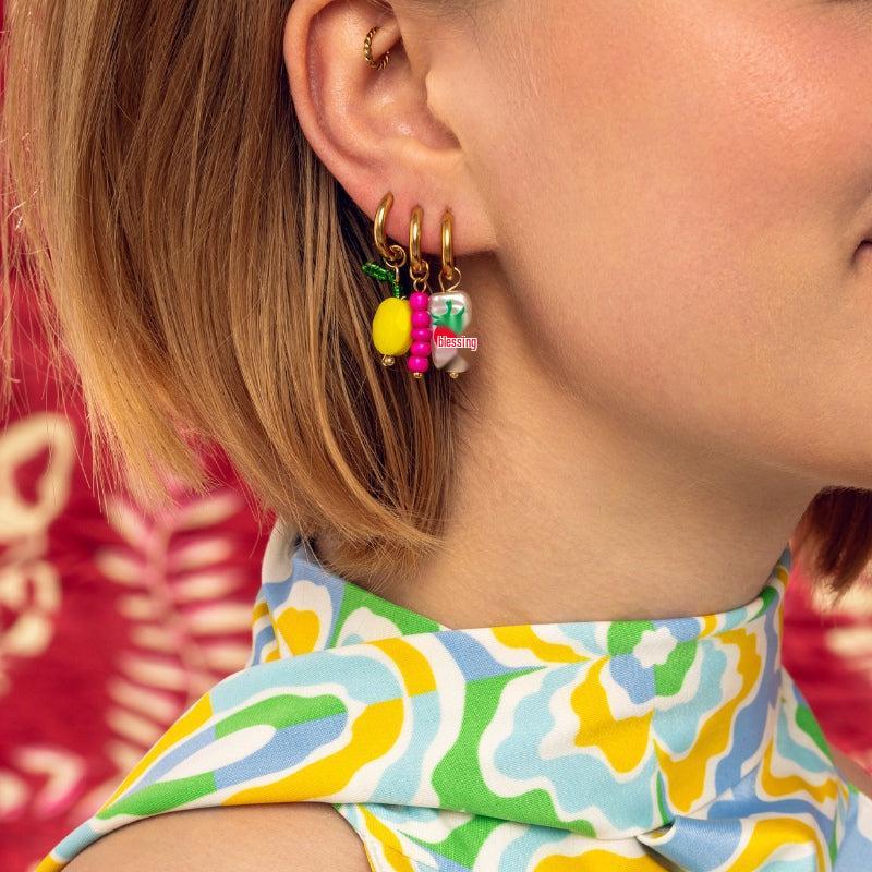 Colorfast Chili & Cherry Stud Earrings: European-American Fashion, Gold-Plated Stainless Steel