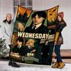 1pc Wednesday Addams Outdoor Flannel Blanket Gift For Boys Girls Adults, Family Friends