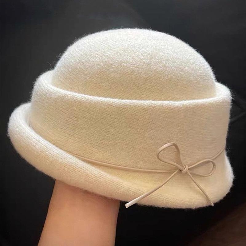 Black Top Hat Beret Women 2025 New Autumn And Winter French Hepburn Style Foreign Thousand Gold Hat Wool Bucket Hat